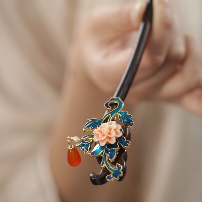 Wooden Hairpin Enameled Tassel - đánh giá và giá Women'S Red Accessories